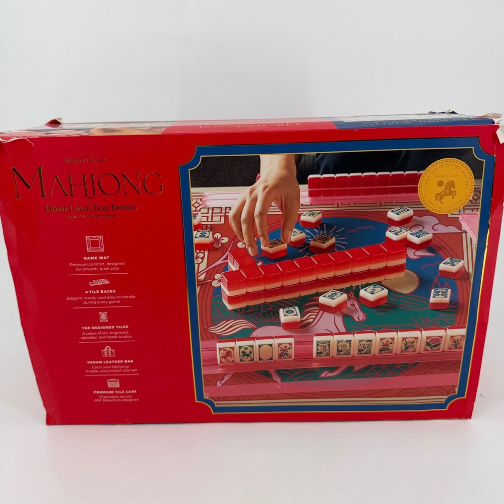 Maison Lude Mahjong Horse Lunar Year Edition 160 Tile Set Vegan Leather Bag New